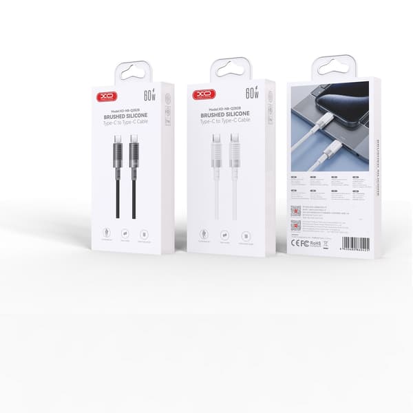 XO kabel NB-Q282B PD USB-C - USB-C 1,0m 60W vit vit