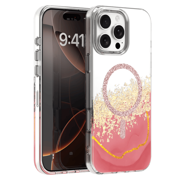 Epoxy Mag-fodral för iPhone 16 Pro 6,3\" rosa