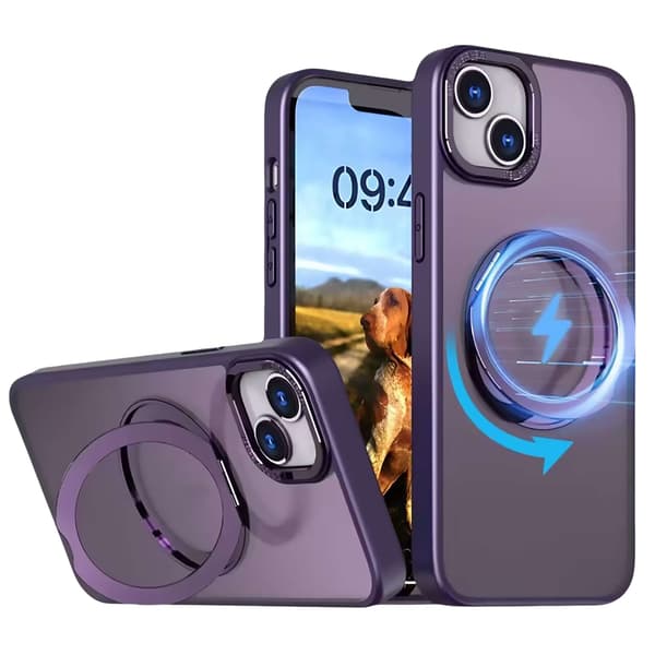 Mag Ring Rotating skal för iPhone 15 Pro lila lila