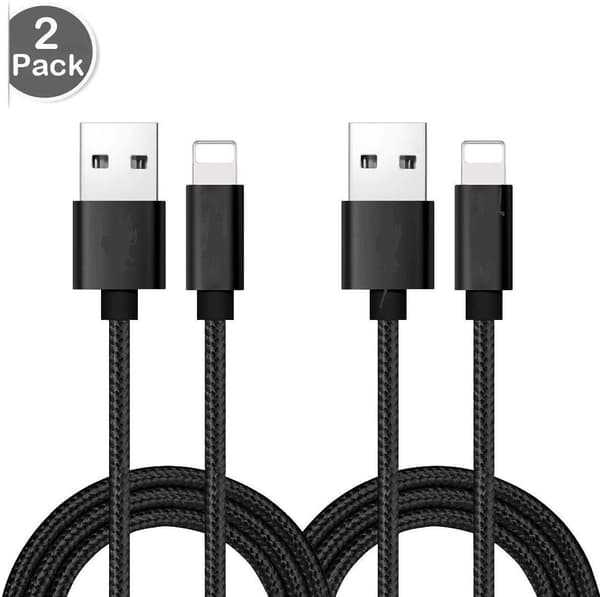 2-pack Laddningskabel för iPhone - 2m, Svart, Hög Kvalitet
