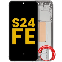 OLED-enhet med ram för Samsung Galaxy S24 FE 5G (USA & internationell version) (renoverad) (grå) grå