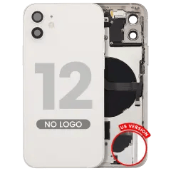 Baksida med smådelar för iPhone 12 (amerikansk version) (Eftermarknad Plus) (vit) vit
