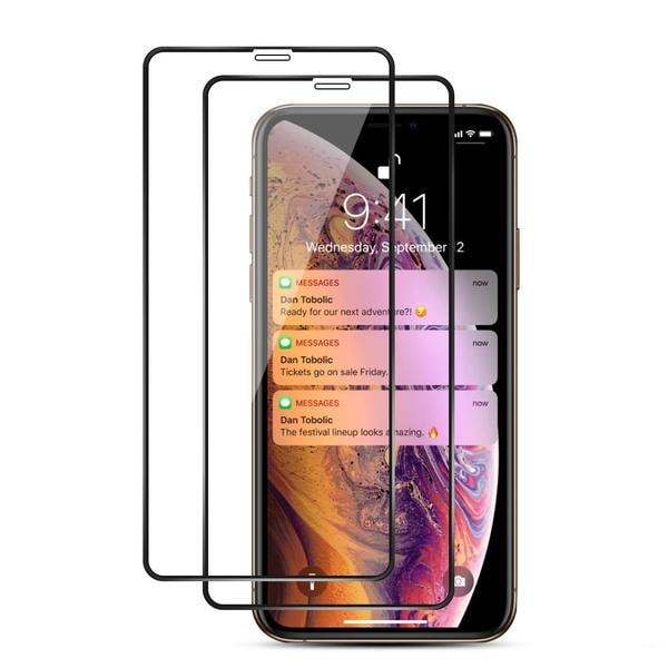 2 st  härdad glas för iphone  11 pro max svart Transparent