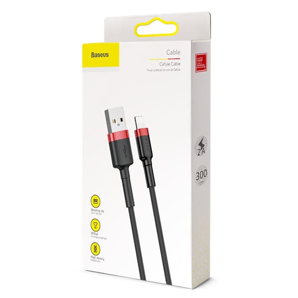 Baseus kabel Cafule USB - Lightning 3,0m 2A röd-svart svart