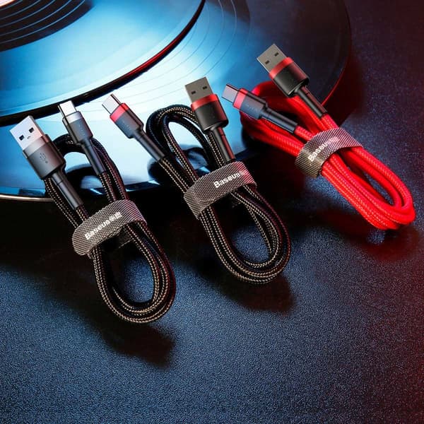 2 m Baseus cabel usb-c|svart-röd svart