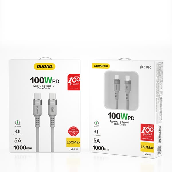 Dudao L5CMAX USB-C till USB-C-kabel 100W 1m grå grå