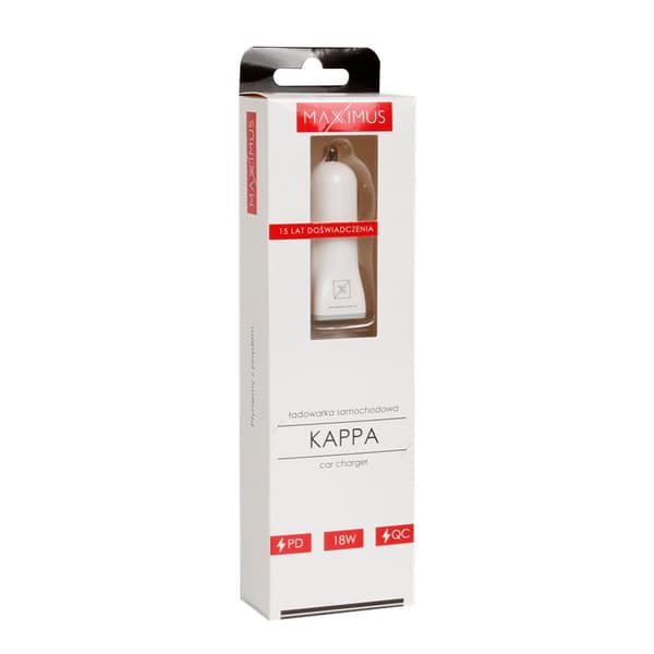 Billaddare MX KAPPA 18W PD+QC, USB-A+C vit vit