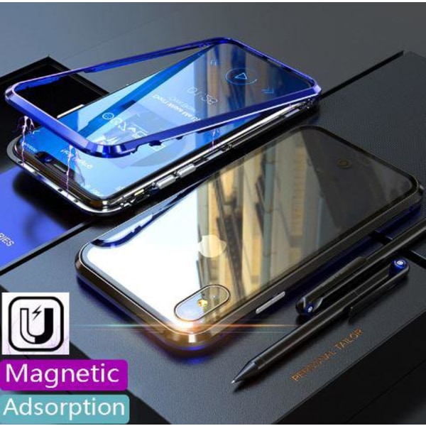 magnetisk glas bakfodra för iPhone Xs max blå Blue