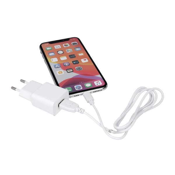 Maxlife MXTC-01 laddare 1x USB 1A vit + microUSB kabel vit