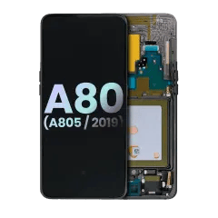 OLED-enhet med ram för Samsung Galaxy A80 (A805 / 2019) (Service Pack) (Phantom Black) svart