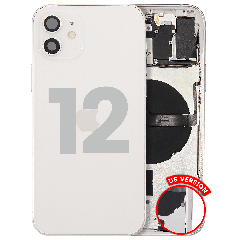 Baksida med smådelar för iPhone 12 (amerikansk version) (begagnad OEM-dragning: Grade C) (vit) vit
