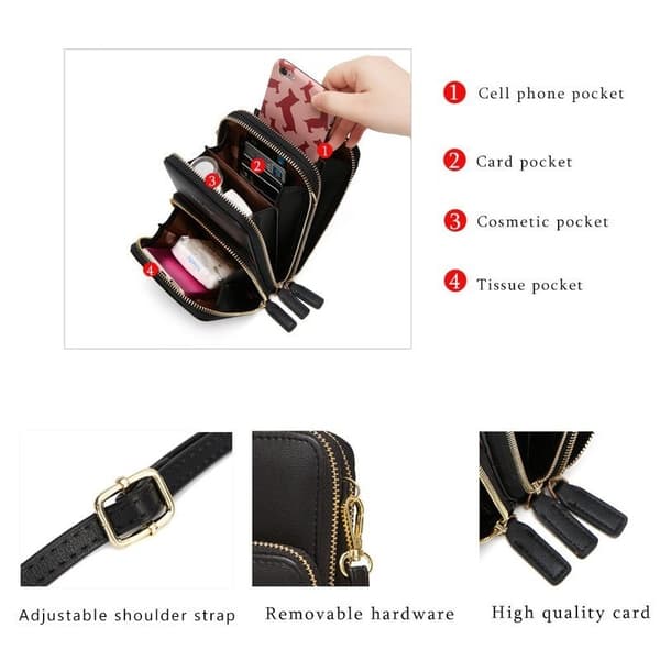 Mini Crossbody telefonväska för kvinnor grå