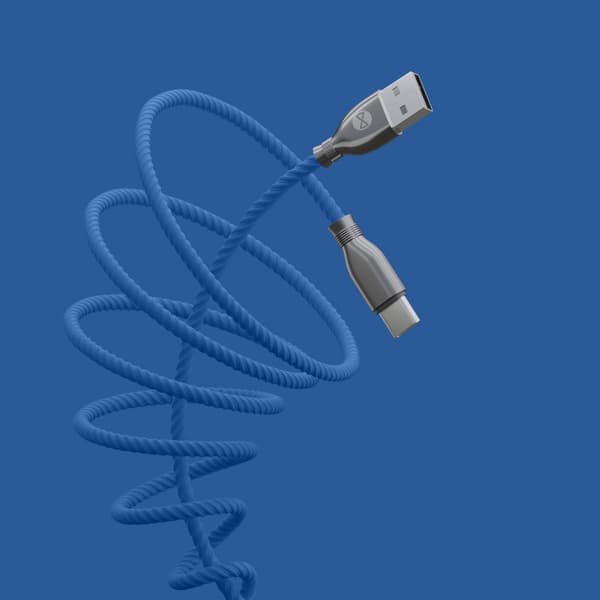 Forever Tornado-kabel USB - USB-C 1,0 m 3A marinblå blå