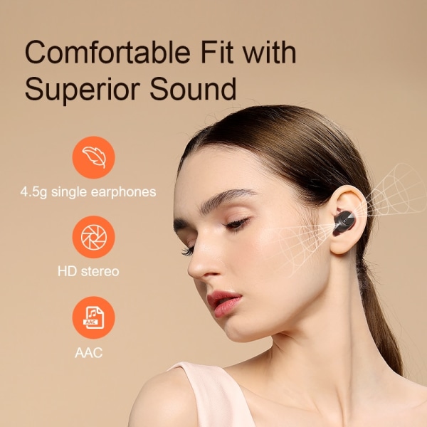 QCY T1C trådlösa hörlurar med långt batteritid