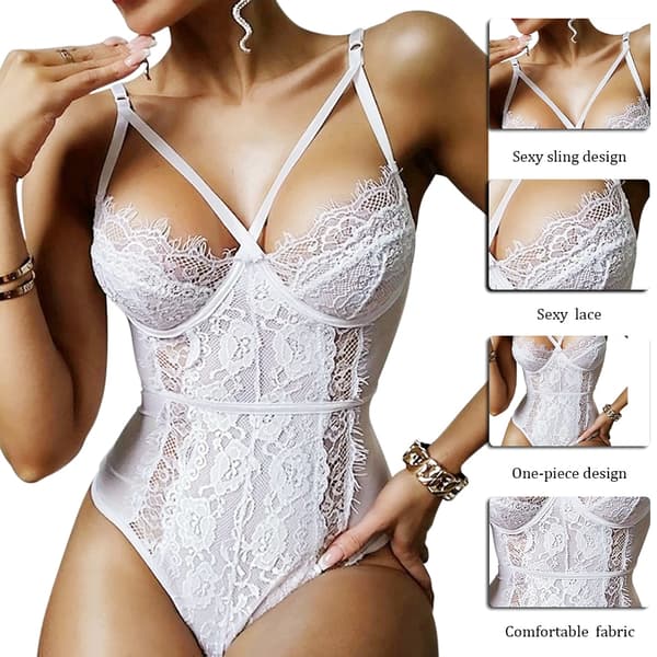 Ny spets bodysuit kvinnor blommig