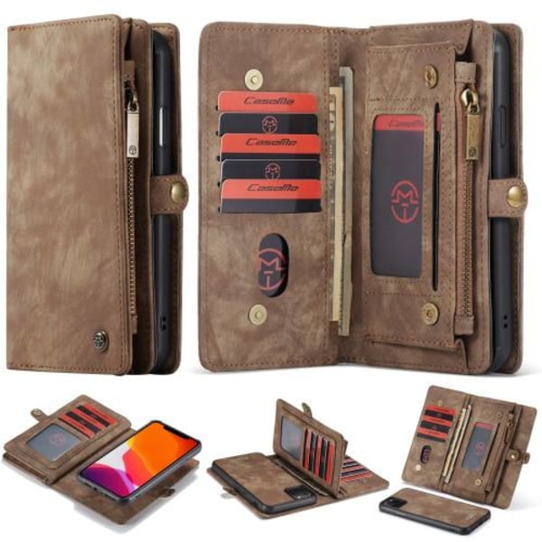 caseMe 008 plånbok fodral med 8 kort platser för iphone 11|brun