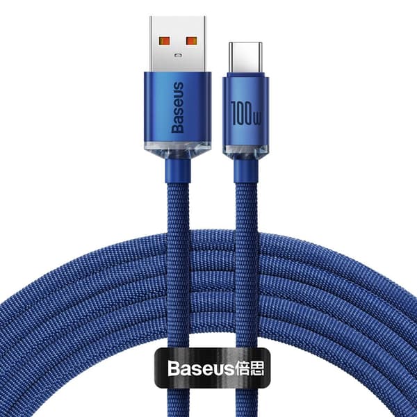 Baseus kabel Crystal Shine USB - USB-C 2,0 m 100W blå blå
