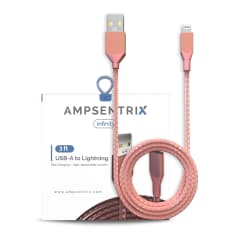 USB Typ A till Lightning-kabel (ej MFI) (1 m) (AmpSentrix Infinity) (Rosa) rosa