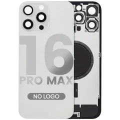 Baksida i glas med MagSafe-magnet för iPhone 16 Pro Max (ingen logotyp) (eftermarknad) (vit titan)