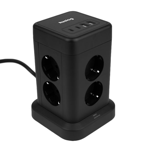 Huslog Vertikal Förlängningssladd med USB