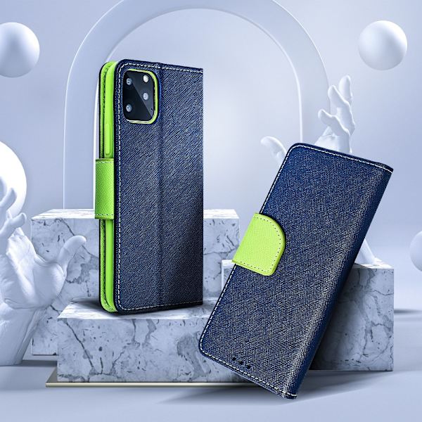 Fancy Book case for IPHONE 12 / 12 PRO navy/lime