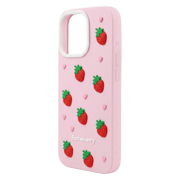 Jordgubbsfodral för iPhone 16 Pro Max 6,9\" rosa