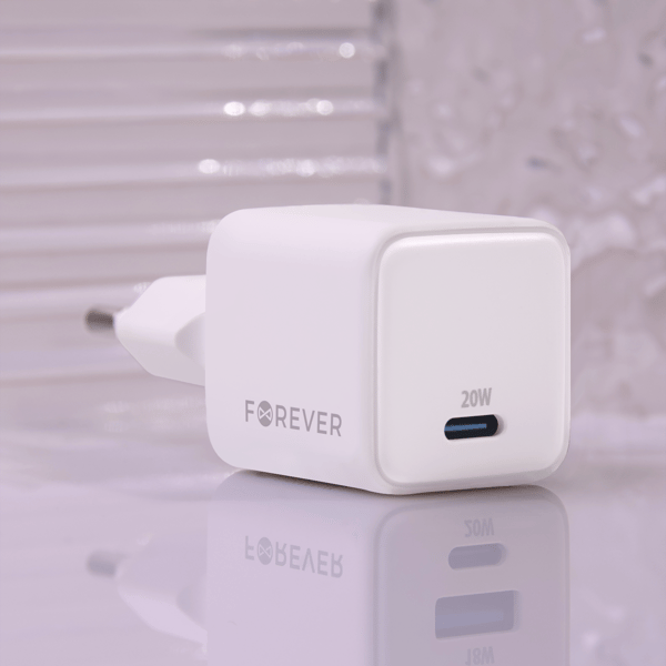 Forever TC-08-20C GaN PD laddare 1x USB-C 20W vit vit