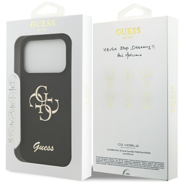 Guess Silicone Big 4G Script fodral för iPhone 17 Pro svart svart