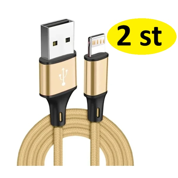 2 st 3m iPhone-kabel guld