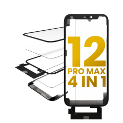4 i 1 Kort Flex (Digitizer Touch med Glas + OCA + Ram Förinstallerad) för iPhone 12 Pro Max (OCA Master)