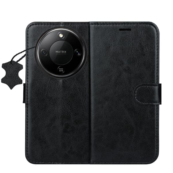 Smart Luxe läderfodral för Honor Magic 8 Lite svart svart