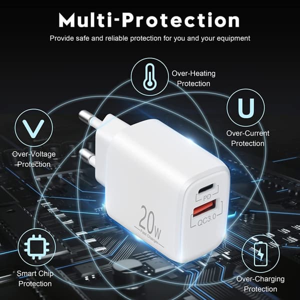 Snabbladdare 20W – USB-C + USB-A