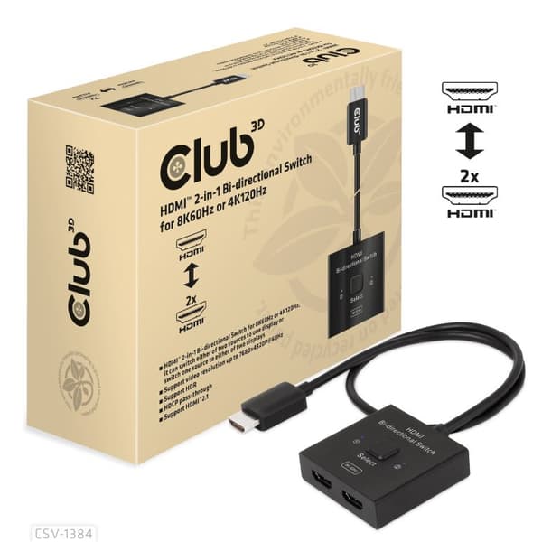 Club 3D CSV-1384 HDMI Switch 2 Porte