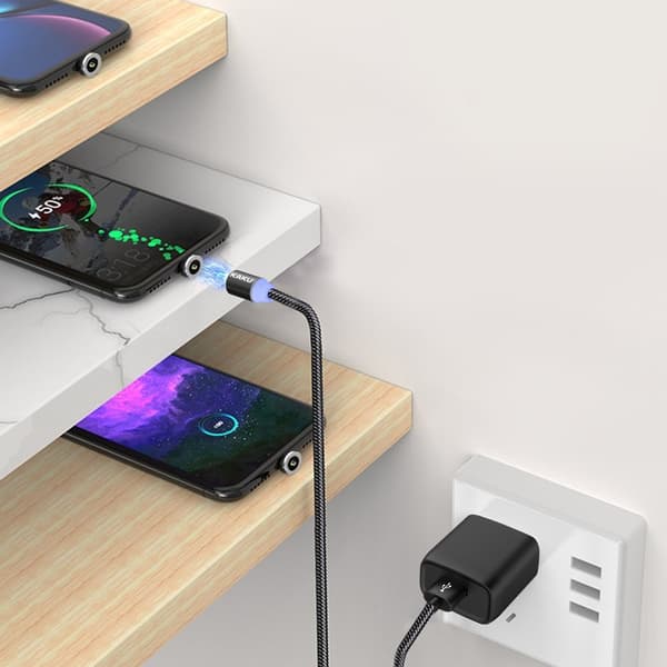 2 st USB-C magnetisk laddare svart