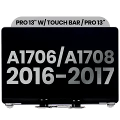 Komplett LCD-skärmmontering för MacBook Pro 13\" A1706 / A1708 (2016-2017) (Begagnad OEM-dragning: Klass C) (Rymdgrå) svart