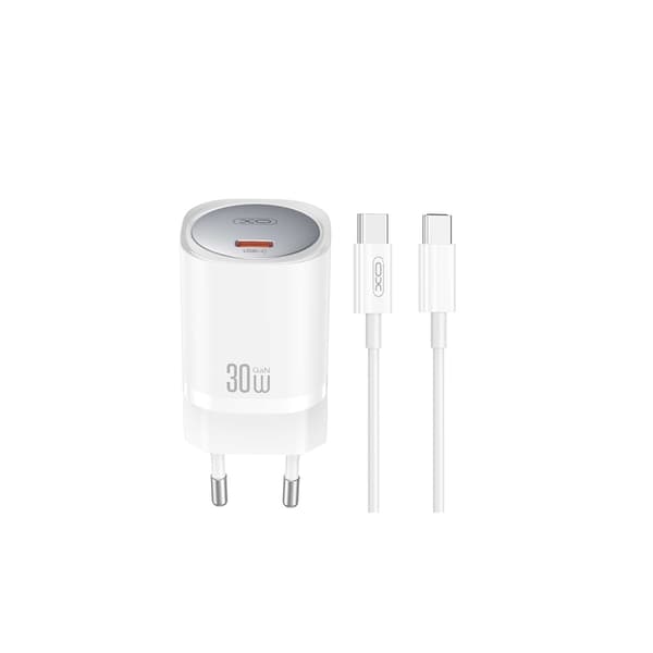 XO väggladdare CE20 PD 30W 1x USB-C vit + kabel USB-C - USB-C vit