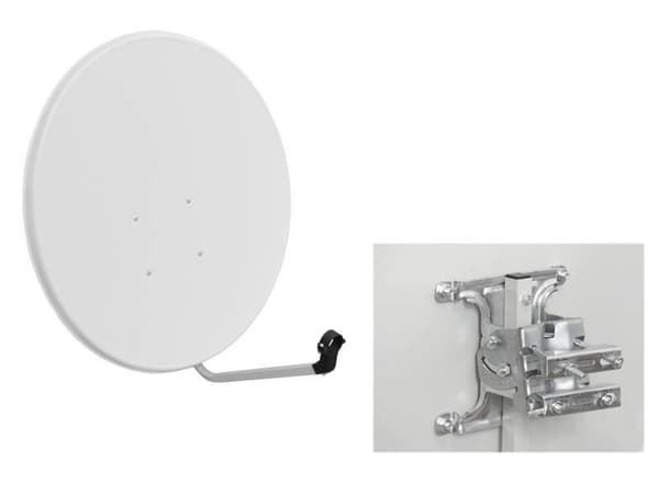 Satellitparabol 80, vit, 5-delars kit med monteringstillbehör
