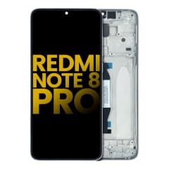 LCD-enhet med ram för Xiaomi Redmi Note 8 Pro (renoverad) (vit)