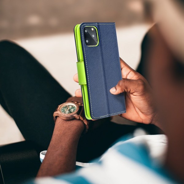 Fancy Book case for IPHONE 12 / 12 PRO navy/lime