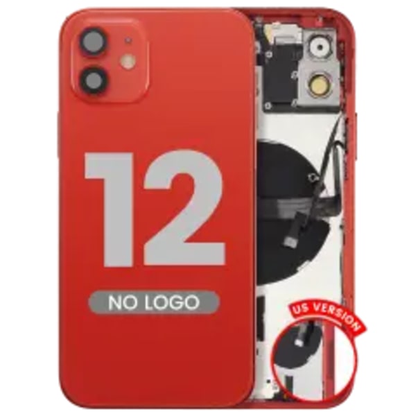 Baksida med smådelar för iPhone 12 (amerikansk version) (Eftermarknad Plus) (Röd)