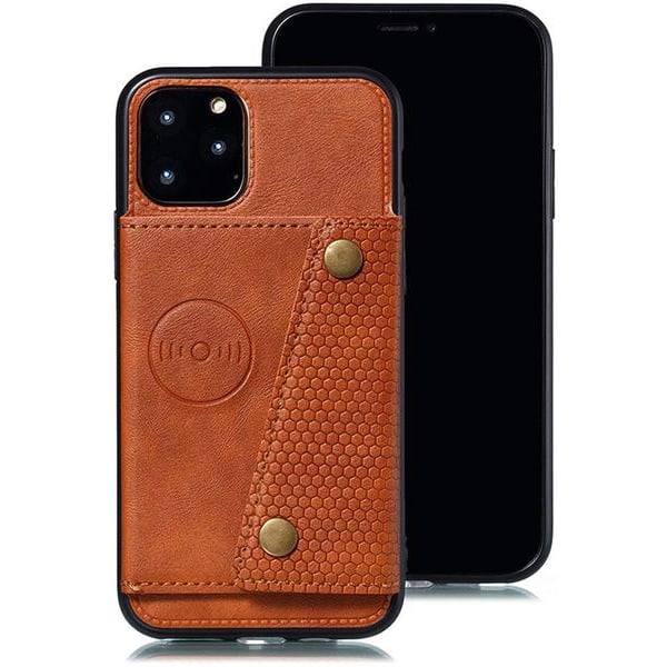 ny design iphone 11 pro plånboks fodral med magnet brun Brown