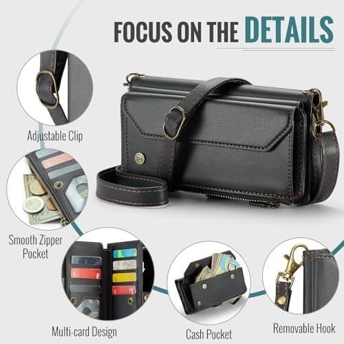 Caseme Wallet Case with Zipper iphone 16 plus Black svart
