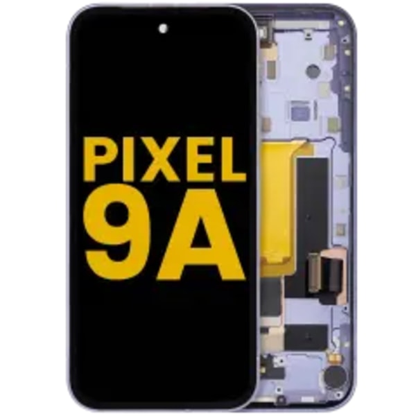 OLED-enhet med ram kompatibel (med fingeravtryckssensor) för Google Pixel 9A (renoverad) (Iris)