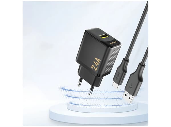 Dudao A23EU Adapter 12Watt GaN 1xUSB-A svart svart