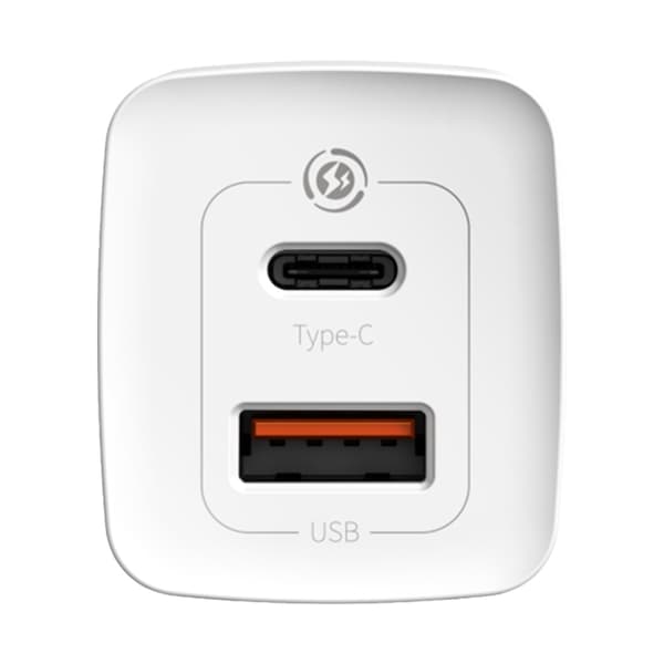 Baseus väggladdare GaN2 Lite PD 65W 1x USB-C 1x USB vit vit