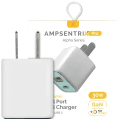 AmpSentrix Pro 30W 2-i-1 USB-C / USB-A GaN Väggadapter (Teal)