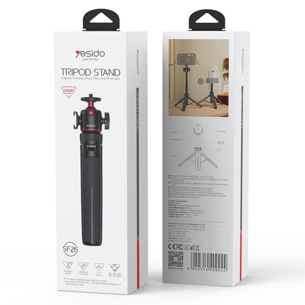 YESIDO TRIPOD WITH CAMERA HOLDER SF26 <65CM BLACK