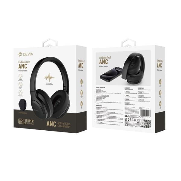 Devia Bluetooth hörlurar EarBass Pro1 svart med ANC svart