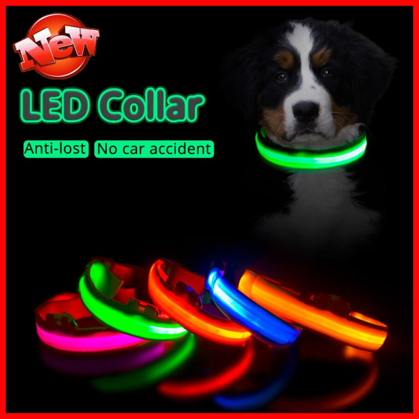 hundhalsband med LED-blixt ljusgrön