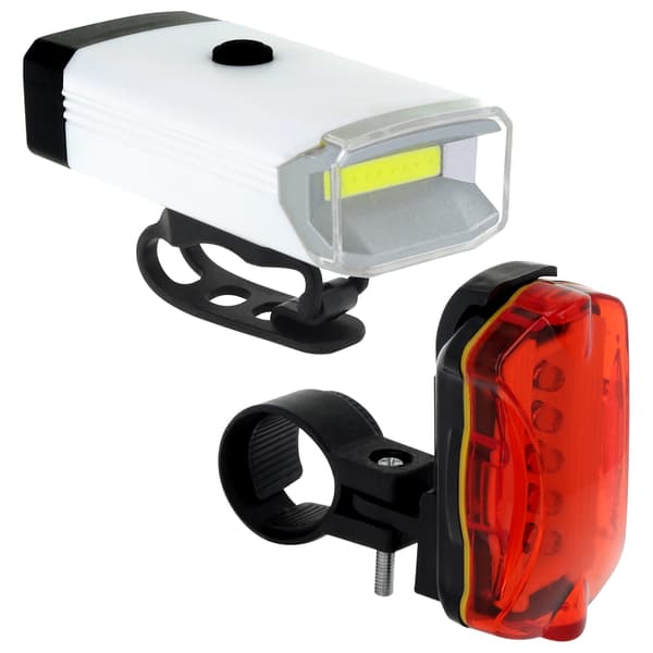 Setty cykellampor set fram vit + bak svart LR-02